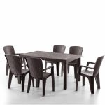 Σετ Τραπεζαρίας 7 Τεμαχίων Side Rattan (Καφέ)